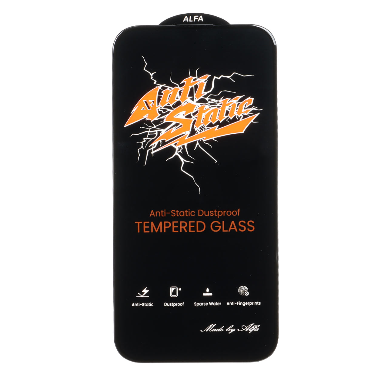 محافظ صفحه نمایش شیشه ای Full Cover Anti Static ALFA مدل Apple iPhone 16 / iPhone 15 / iPhone 14 Pro